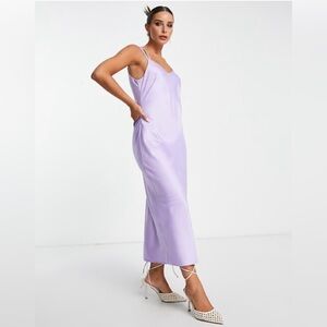 River Island satin cowl neck midi dress in light purple NWT Size 8